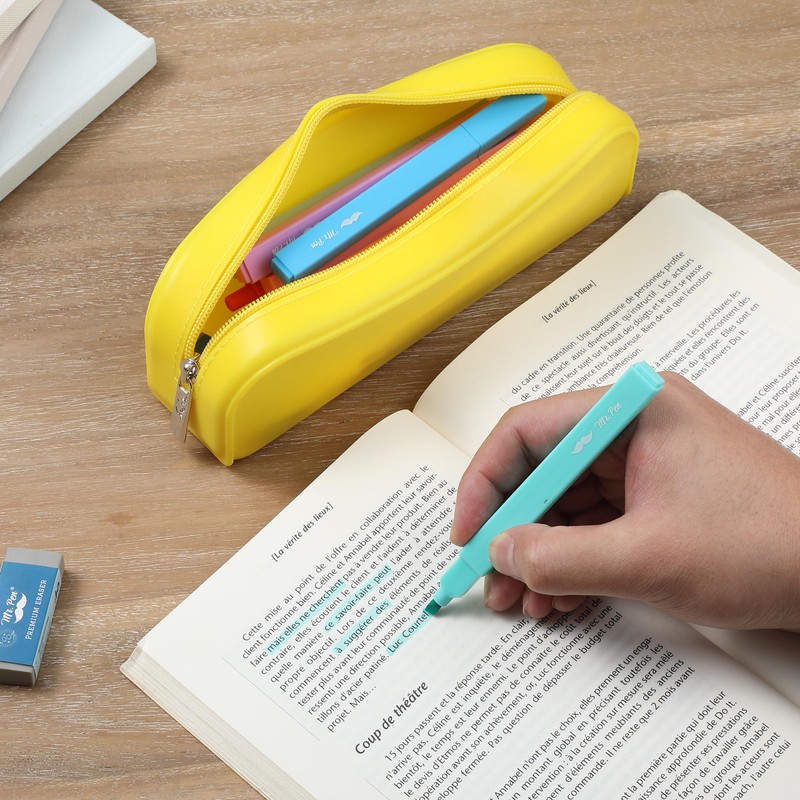 Mr. Pen- Silicone Pencil Case Pouch, Yellow, Aesthetic Multipurpose Design,