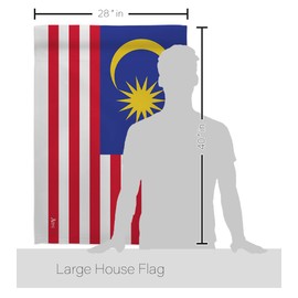 Americana Home & Garden HS140146-BO-02 Malaysia World Nationality Decorative Vertical House Flag Set, 28"x 40" w/Flagpole, Multi-Color