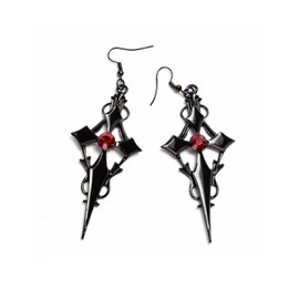 Gothic Black Cross Earrings for Women,Y2k Gothic Crystal Earrings Punk Men Drop Dangle Earrings Hiphop Disc Cross Statement Earrings Ear Cuffs (Black)