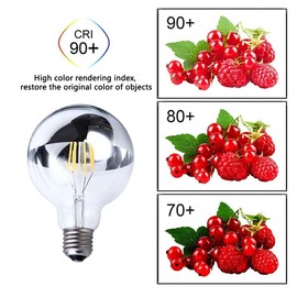 4W Half Chrome Light Bulbs Dimmable G25(G80), E26 Natural White 4000K 40W Equivalent 360lm Vintage Edison LED Decorative Bulbs with Silver Mirror for Indoor Living Room, 4 Pack, AC 120V