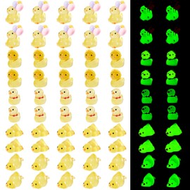 Craftdady 50 pcs Luminous Mini Resin Duck Glow in The Dark Miniature Duck Tiny Yellow Ducks for DIY Garden Duck Accessories Micro Landscape Aquarium Party Decor