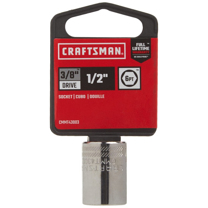 CRAFTSMAN Shallow Socket, SAE, 3/8-Inch Drive, 1/2-Inch, 6-Point (CMMT43003)