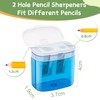 JEFURE Pencil Sharpener with Container, 8 Pieces, 4 Colours, Pencil