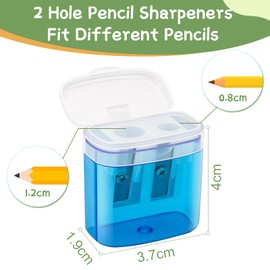 JEFURE Pencil Sharpener with Container, 8 Pieces, 4 Colours, Pencil Sharpener with Double Holes and Lid, Handheld Pencil Sharpener for Thick and Thin Pencils, Children's Sharpener, Can Sharpener for