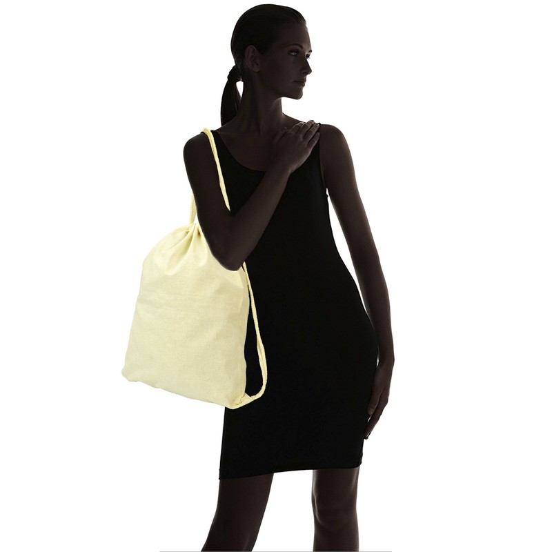 DALIX Canvas Drawstring Bag String Backpack Gym Mens Womens Natural