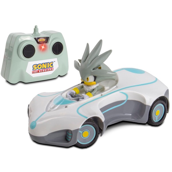 Sonic Team Sonic Racing RC: Silver - NKOK (682), 1:28 Scale 2.4GHz Remote Controlled Car, 6.5' Compact Design, Officially Licensed Sega Sonic The Hedgehog, Battery Powered, Ages 6+
