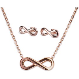 LuckyLy Set Joyería para Mujer Acero Inoxidable Baño Oro Rosa 18K Regalos