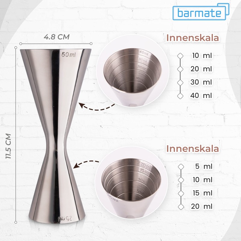 barmate Japanese Jigger Stainless Steel Measuring Cup with Inner Scale