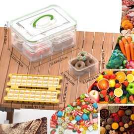 Fruit Ice Chilled Serving Tray for Party, with 4 Forks and 4 Spoon, Chilled Veggie Fruit Tray, Shrimp Cocktail Serving Dish, Appetizer Serving Platter with Lid and 4 Compartments