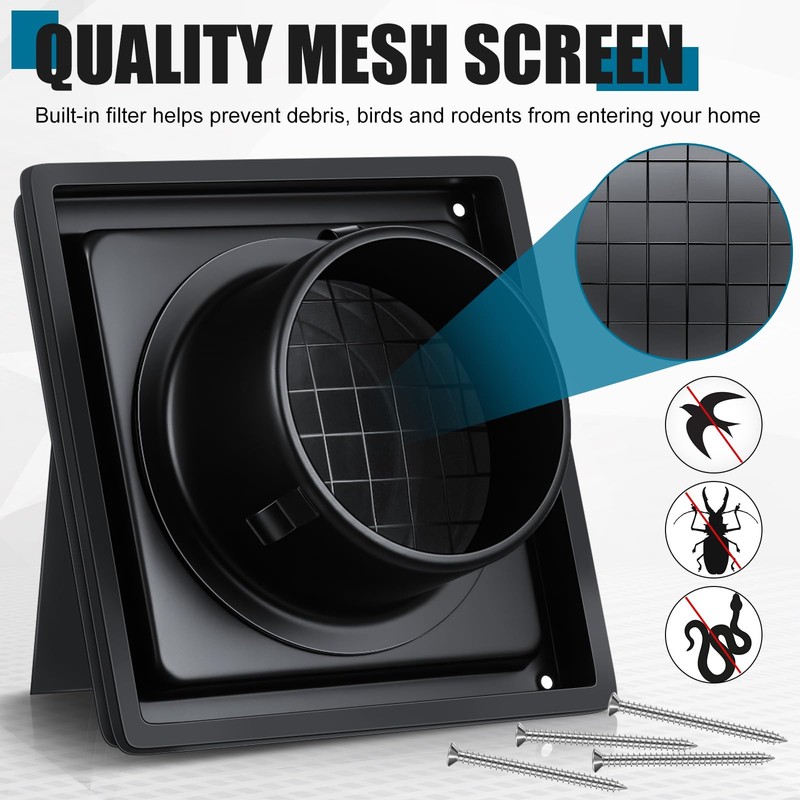 Gisafai 4'' Dryer Vent Cover Outside Walls External Extractor Fan