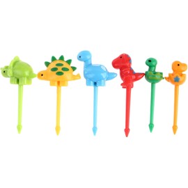 6 Pcs Animal Food Picks for Kids, Multicolor Fun Bento Picks, Cute Dinosaur Cartoon Animal Fruit Food Toothpicks, Lunch Bento Box Picks, Lunch Accessories for School