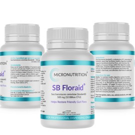 SB Floraid Saccharomyces Cerevisiae (Boulardii) 10 Billion CFU per Serving | Oral Probiotic Yeast Supplement Restores Good Gut Bacteria & Relieves Traveller's Diarrhoea (60 Veg Caps) - MICRONUTRITION