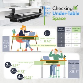 EHO Keyboard Tray with Drawer - Clamp On Under Desk Pull Out Extender Table Attachment Platform with Storage Organizer, Large 27.5" (31.8" Including Clamps) x 12.2", Height Adjustable for Home Office