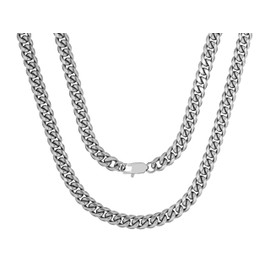 HAQUIL Stainless Steel Miami Cuban Curb Link Chain Necklace, Jewelry Gift for Men and Women 30inch 9mm