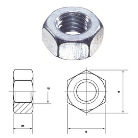 Hexagonal Nut Class 8 DIN 934 3-24 mm, 0/0624/001/ 4,0/ / /01