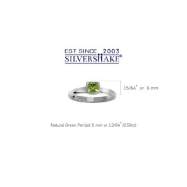 Silvershake Cushion Cut Natural Peridot 925 Sterling Silver Stack Stackable Solitaire Ring Size 7