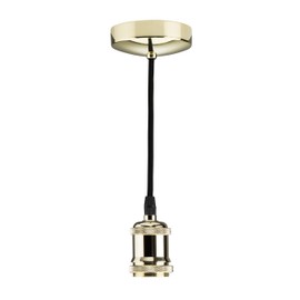 Knightsbridge 6 Inch E27 Vintage Pendant Set in Polished Brass, 150mm