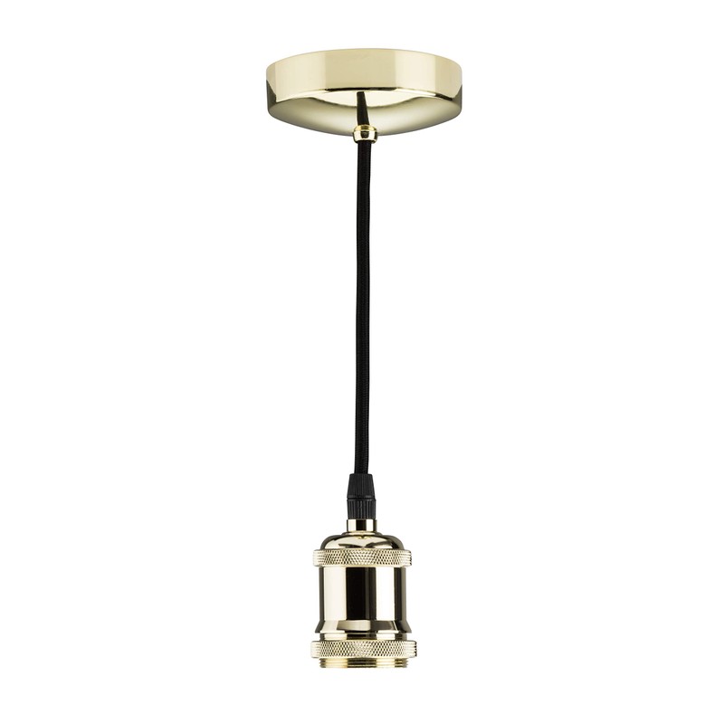 Knightsbridge 6 Inch E27 Vintage Pendant Set in Polished Brass,