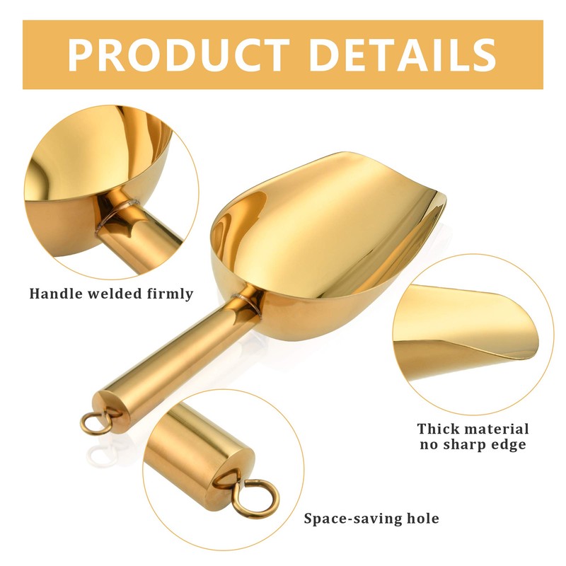 Stainless Steel Ice Scoop and Ice Tongs, Akamino Small Round