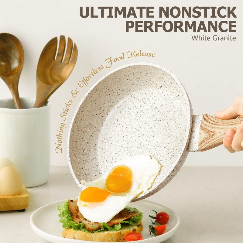 MICHELANGELO Small Frying Pan with Lid, 8 Inch Frying Pan