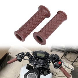 KEEPDSGN Motorbike Rubber Grips Universal 7/8" 22mm & 1" 25mm Slip Resistant Handlebar Handle Grips - Coffee,Open End