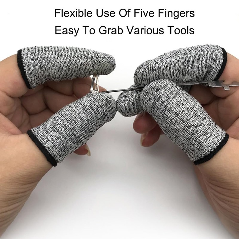 Blue, Finger Cots Cut Resistant Protection, 10 Pieces Reusable Finger