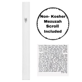 A&S Mezuzot Alumium Mezuzah Case in Silver Shin Design Weatherproof Door Mezuza Judaica Art for Home Blessing (White, 7 Inches)