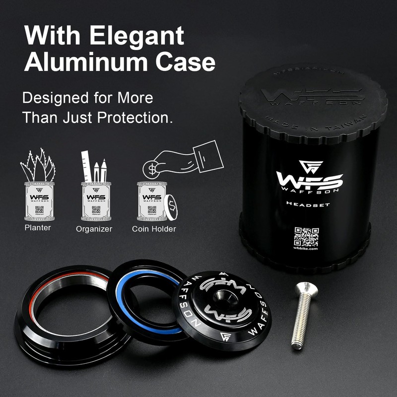WFS HY713 1-1/8"-1-1/2" Semi-Integrated Threadless Headset 5.4mm Top Cone, Black,