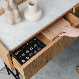 Wudygirl Jewelry Organizer Tray for Drawer 24 Grid Earring Holder Organizer Removable Dividers for Ring Earring Bracelet(24 Grid)