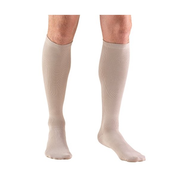 Truform Compression Socks, 8-15 mmHg, Men's Dress Socks, Knee High Over Calf Length, Tan, X-Large