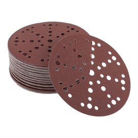 INFINAUTO Schleifscheiben, 6" 49 Loch 150 Körnung Automobilreparatur Rundes Klett-Schleifpapier Aluminiumoxid, Papierbasis Rot, 50 Stück