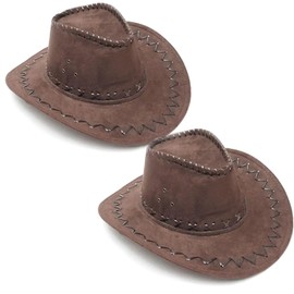 TOLASTO 2 Pack Texas Cowboy Hat Adult Western Costume Accessory for Theme Parties Ranchstyle Wild West Outfit in Dark Brown, Brown