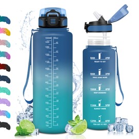 Vikaster Sports Water Bottle, Water Bottle with Straw, 1.5 L, Water Bottle, BPA-Free, Leak-Proof, Sports Bottle for Camping, Yoga, Gym, Outdoors, Teal Green, 1500 ml