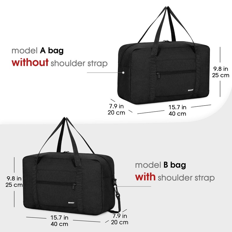 Denim Black 20L Foldable Underseat Travel Bag - Water-Resistant Hand
