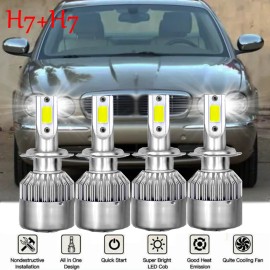 Unbranded For Jaguar XJR 1998-2008 Combo 4X H7 Front LED Headlight Kit High Low Beam Bulbs