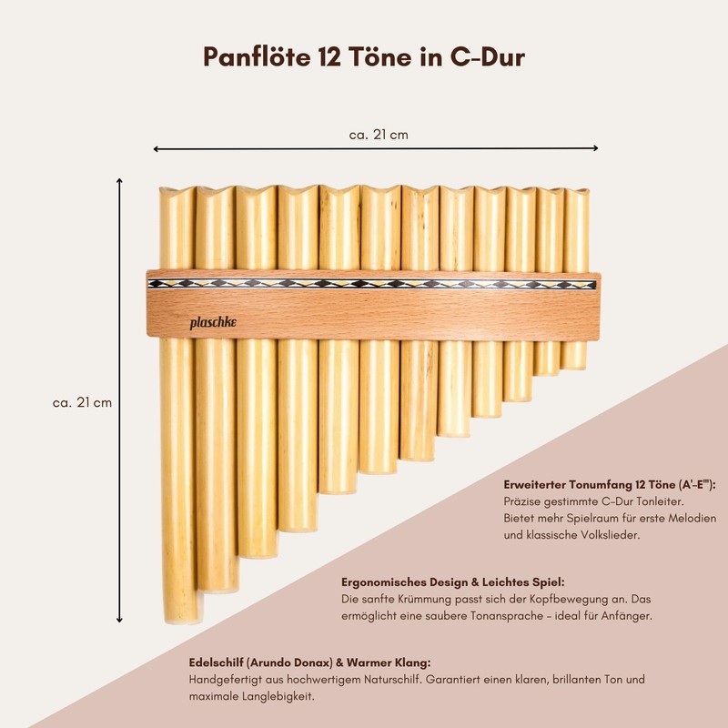 Plaschke Pan Flute 12 Pipes in C Major - The