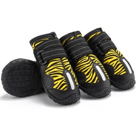 Waterproof Dog Boots, BESUNTEK Non-Slip Durable Dog Shoes, Adjustable Paw Protection with Adjustable Straps and Reflective Strip for Small Medium Large Dogs, Winter, Snow and Outdoor (Orange, #6)