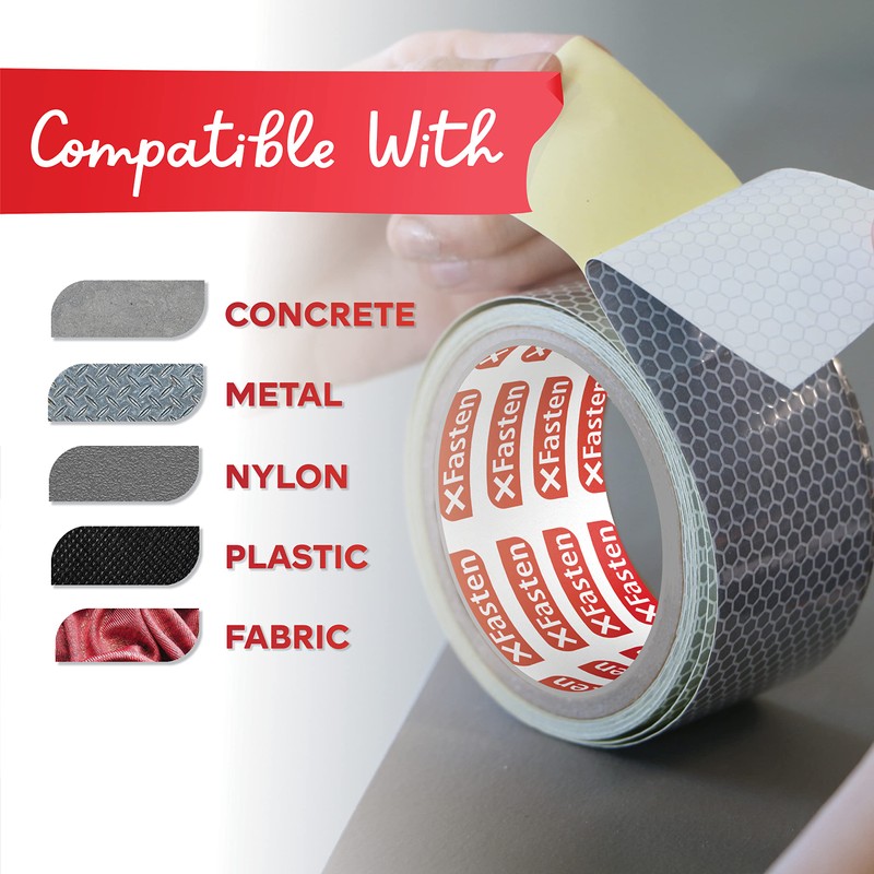 XFasten Reflective Tape, White and Silver, 2 Inches by 5