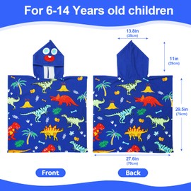 JORAKI Children's Bath Towels, Microfibre Bathrobe, Bath Poncho, Beach Towel, Kids, Ultra Soft and Absorbent Towel with Hood for Girls, Boys, Teenagers, 6-14 Years Old