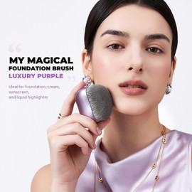 Jessup Foundation Pinsel für flüssiges Make-up, großer flacher Kabuki-Pinsel zum Verblenden, Polieren und Tupfen, Luxus-Lila SF003