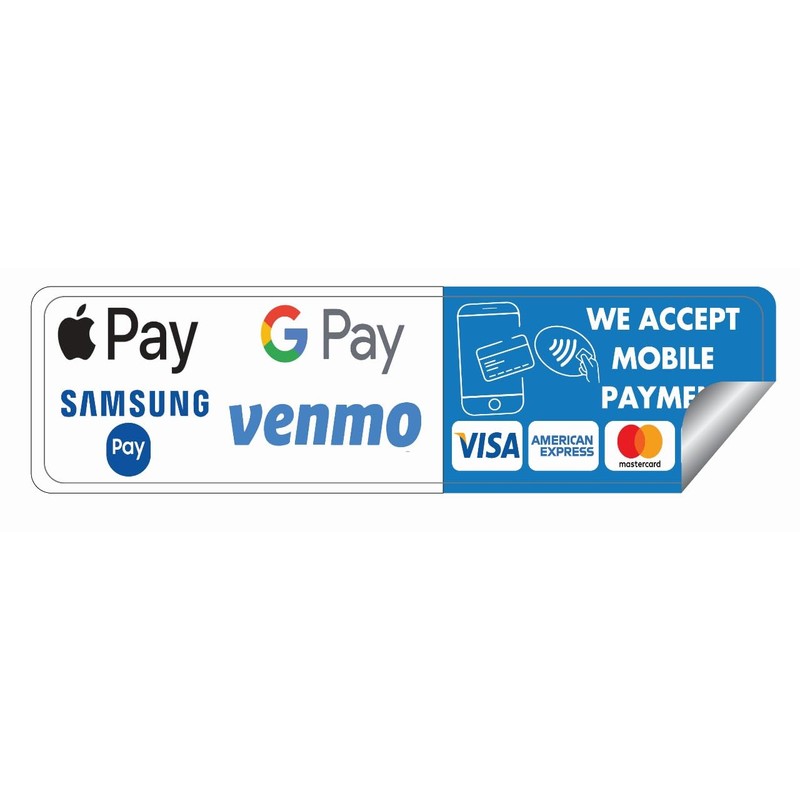 Digital Payment Sign Stickers, Credit Card Accepted Decals, Waterproof, Size