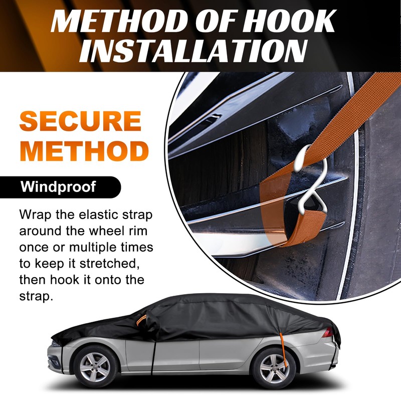 Half Car Cover Sedan M, Car Snow Cover for Windshield