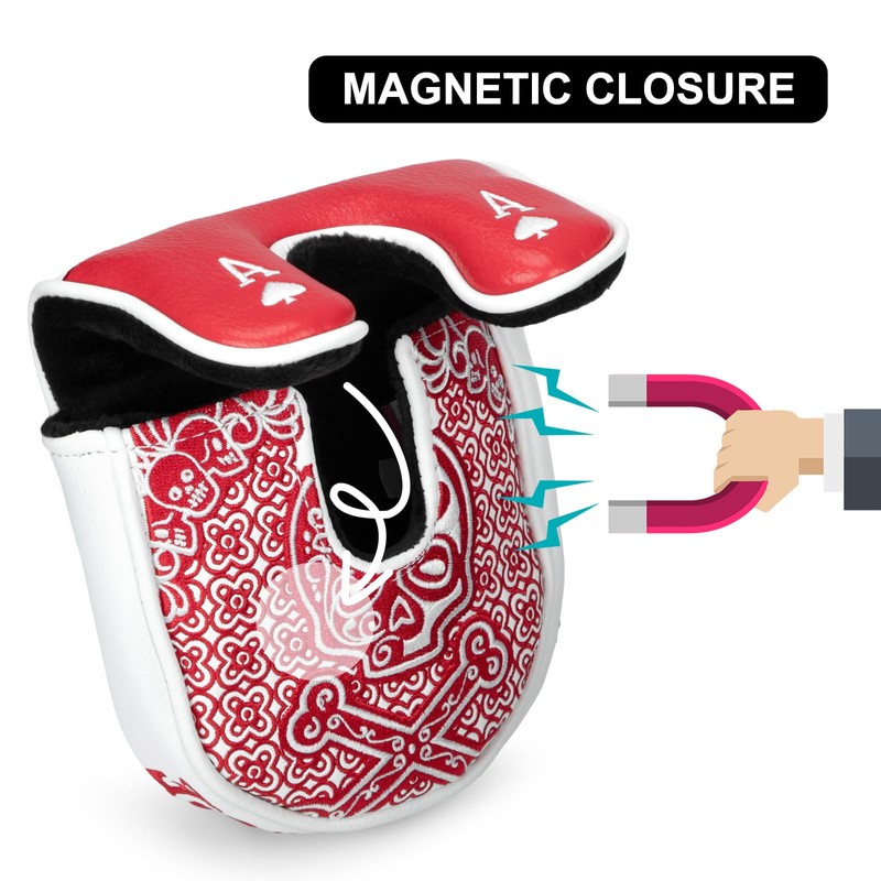 Golf Mallet Putter Cover Golf Headcover, Magnetic Closure Premium Leather