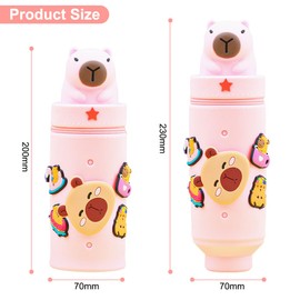 SKIPTHYBER Capybara Federmäppchen Niedliches Mäppchen Silikon Kinder Schreibwaren Tasche 2-in-1 Pencil Case Tischstifthalter Kawaii Federtasche Cartoon Federmäppchen,für Schule Home Office Supplies
