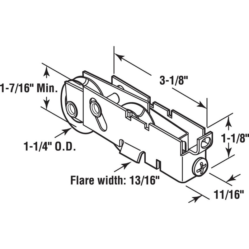 Prime-Line D 1845 1-1/4 In. Steel, Sliding Door Tandem Roller