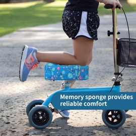 Knee Roller Pad Cover, Soft and Comfortable Knee Roller Cushion with Removable 2 Inch Thick Memory Foam Cushion for Knee Roller Accessories Fits Most Knee Walker Scooter