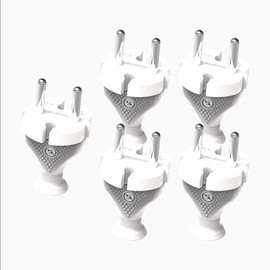 KEL Pack of 5 Contour Plugs; Straight Plug IP20, White Plug for Indoor Use - Protective Contact Straight and Dismountable, 2 p+Z Schuko, 230 V 2.5 A Max.