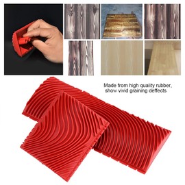 2Pcs Wood Graining Painting Tool, Rubber Wood Grain Pattern Rubber DIY Graining Painting Tool for Wall Decoration (Red)(red)