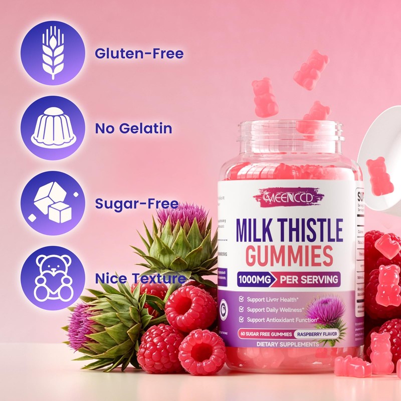 2 Pack Milk Thistle Gummies, Milk Thistle Extract for Antioxidant