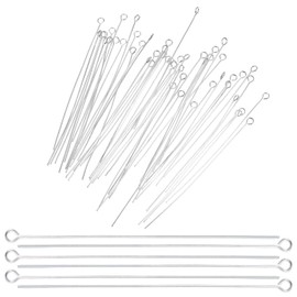Ymapinc 200Pcs Eyepins for Jewelry Making 70mm/2.76In, Silver Open Eye Pins